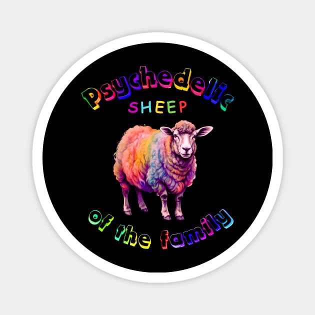 Psychedelic Sheep Of The Family Magnet by Trip Tank